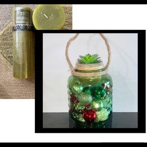 NWT Groovy Geometric Vase/Lantern/Centerpiece WITH 2 Pillar Candles